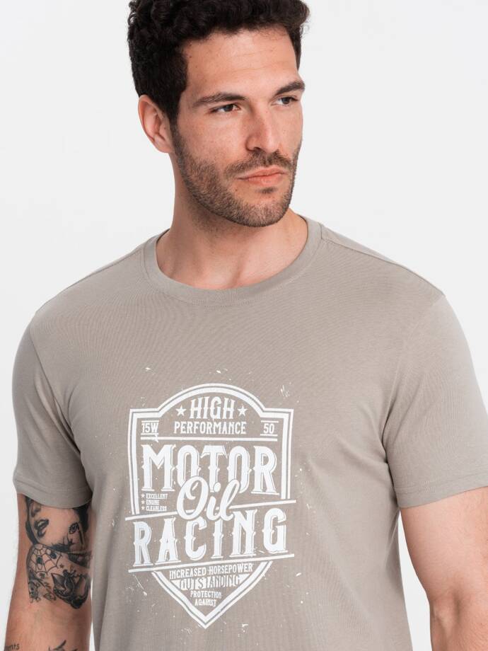 Men's motorcycle style printed t-shirt - ash V3 OM-TSPT-0125