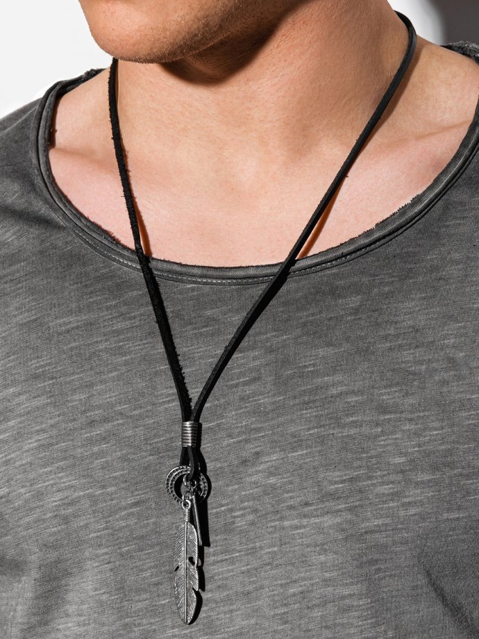 Men's necklace on the leather strap A355