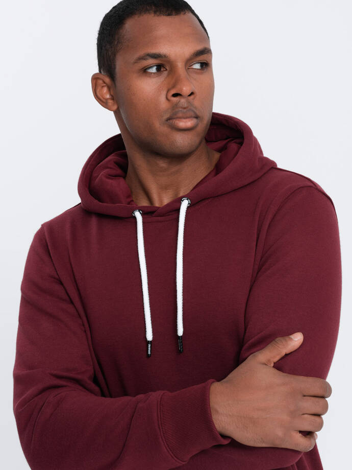 Men's non-stretch hoodie - maroon V7 OM-SSBN-0120