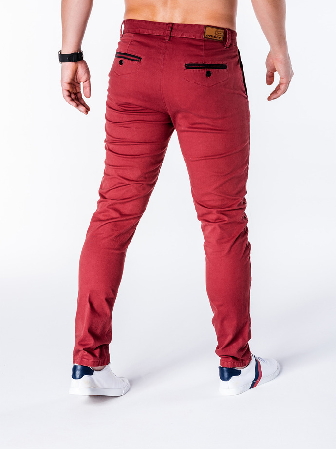 Men's pants chinos P646 - dark red | MODONE wholesale - Clothing For Men