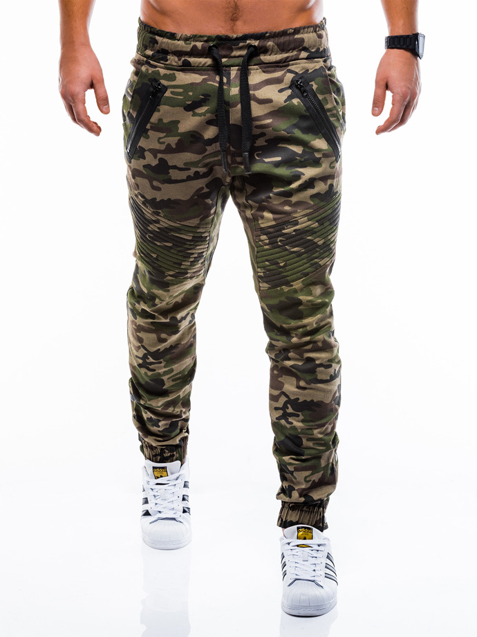 Men's pants joggers P815 - green/camo