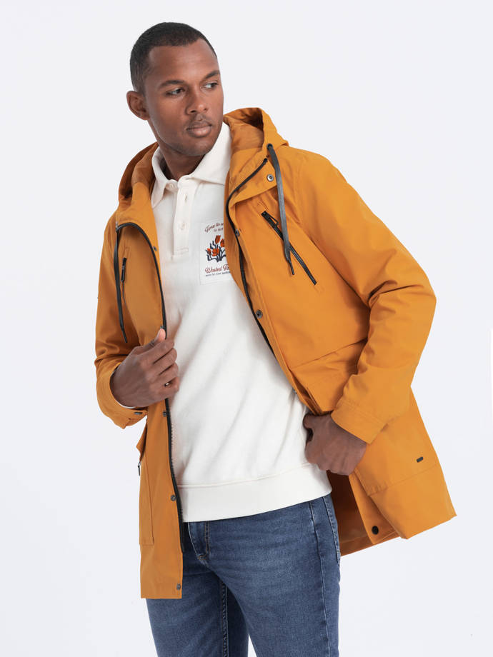 Men's parka jacket with cargo pockets - mustard V3 OM-JANP-22FW-004
