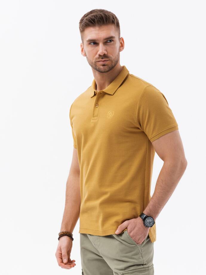 Men's pique knit polo shirt - mustard V8 S1374