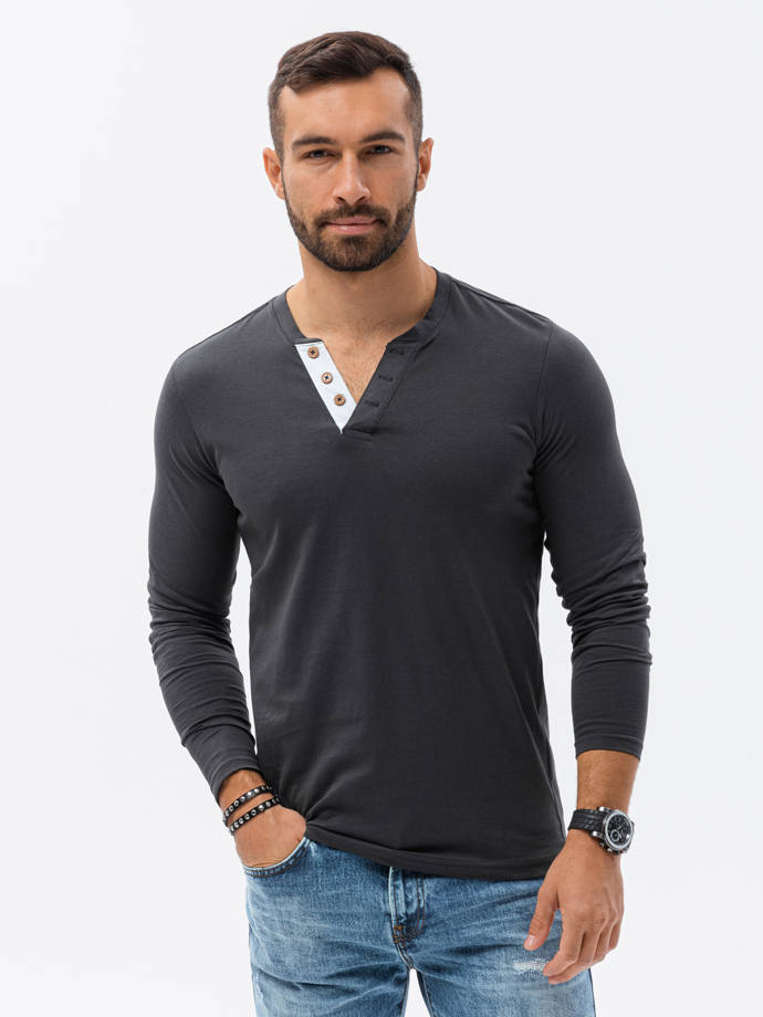 Men's plain longsleeve L133 - dark grey V9