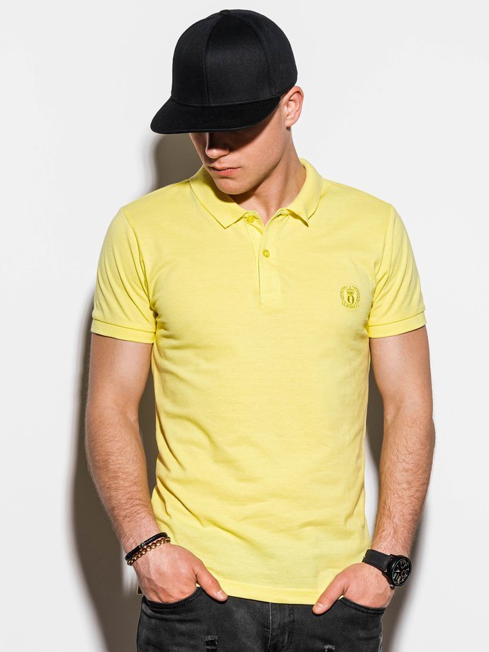 Men's plain polo shirt S1048 - light yellow