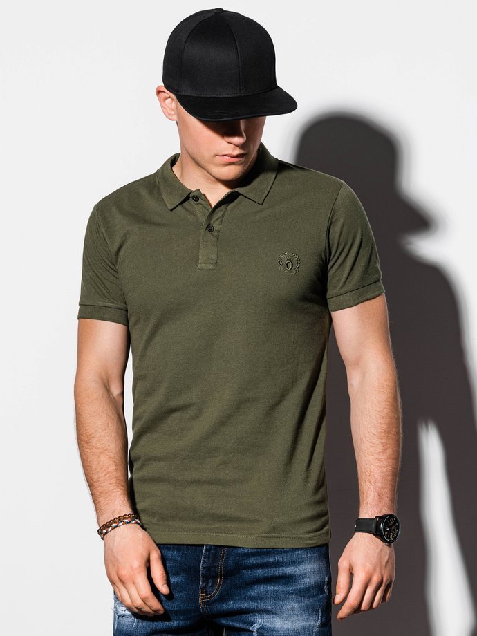 Men's plain polo shirt S1048 - olive