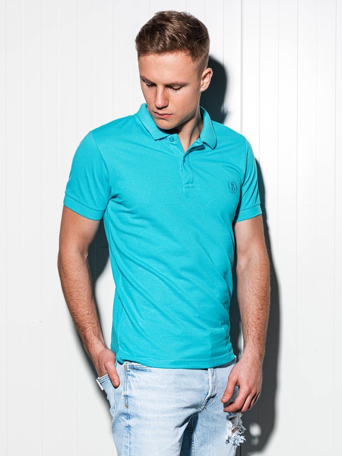 Men's plain polo shirt S1048 - turquoise | MODONE wholesale - Clothing ...