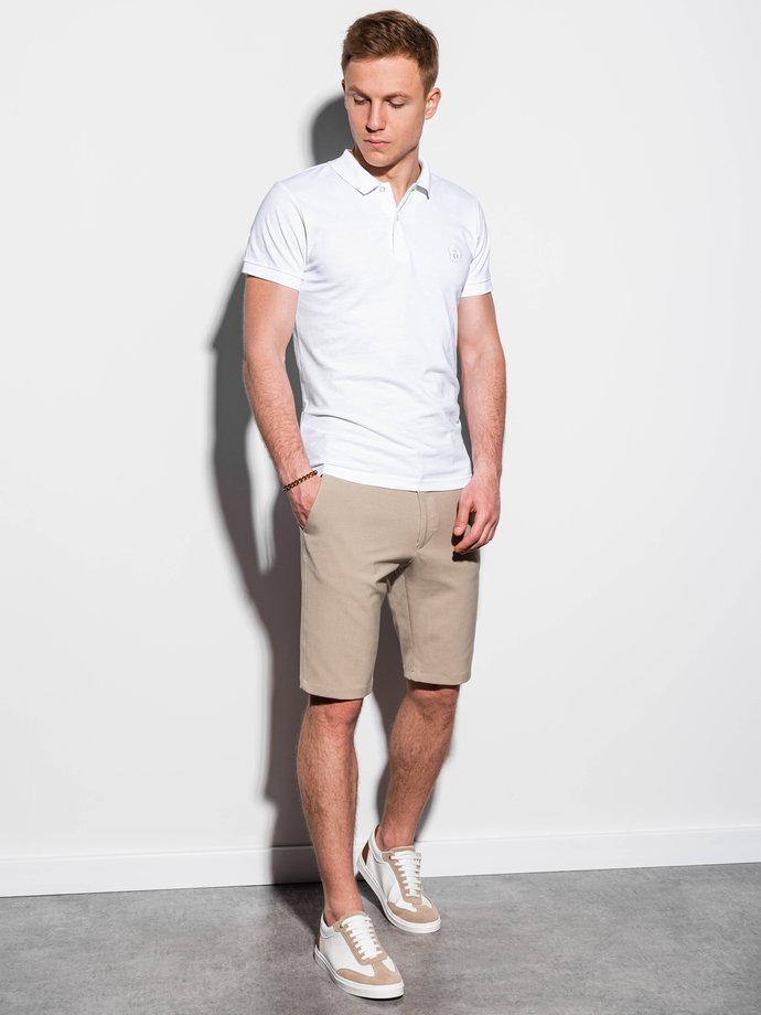 Men's plain polo shirt S1048 - white