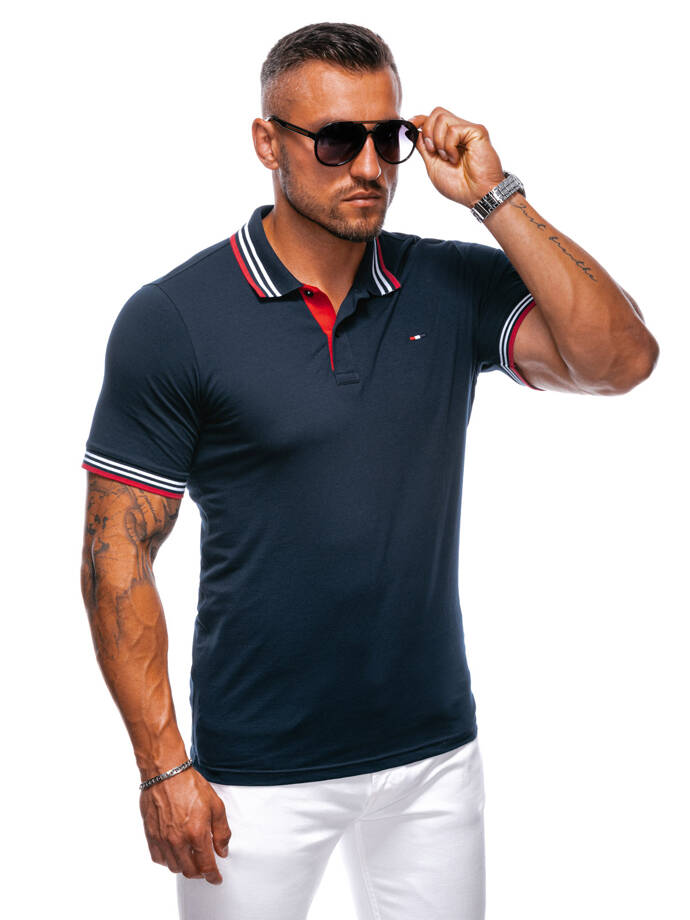 Men's plain polo shirt S195 - navy