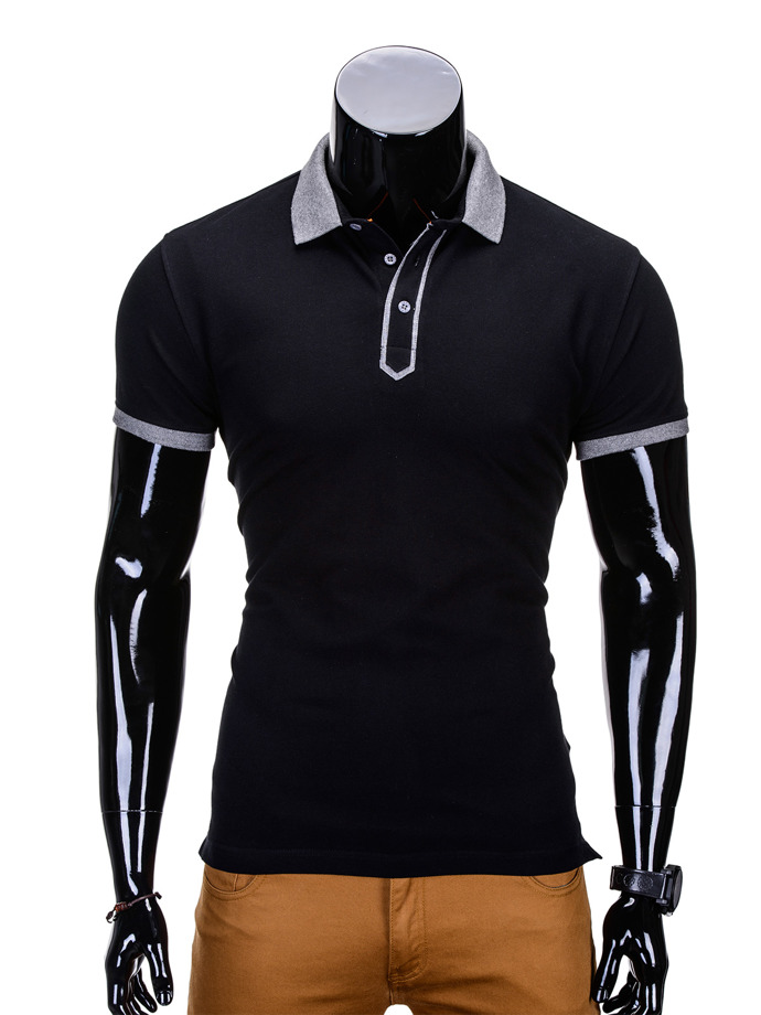 Men's plain polo shirt S663 - black
