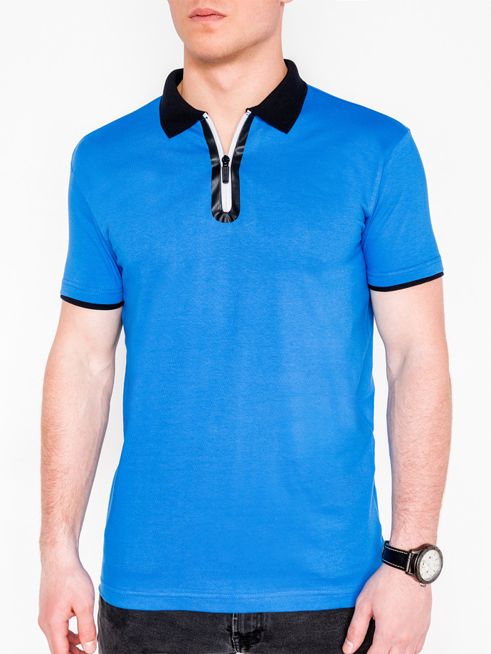 Men's plain polo shirt S664 - blue