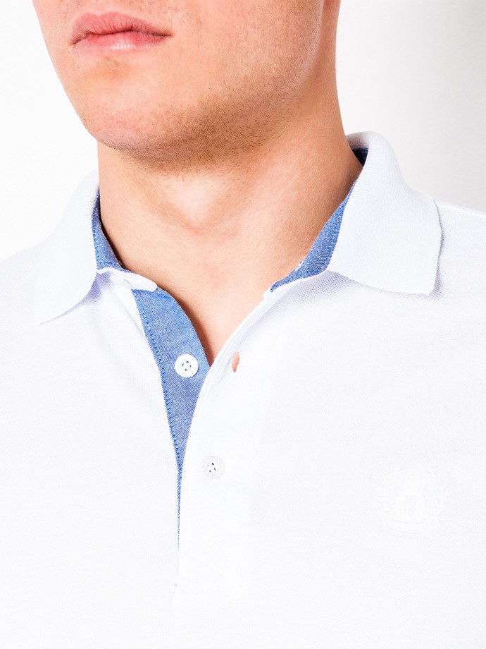Men's plain polo shirt S837 - white