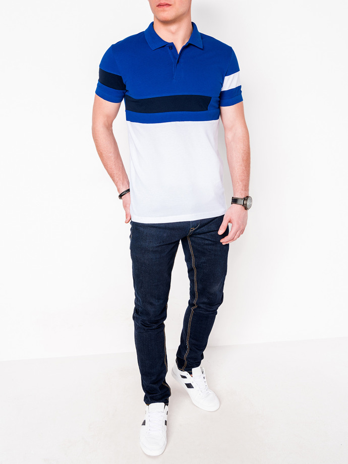 Men's plain polo shirt S846 - blue