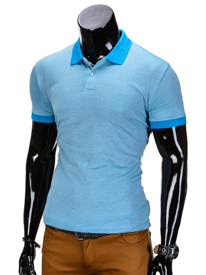 Men's plain polo shirt S847 - light blue