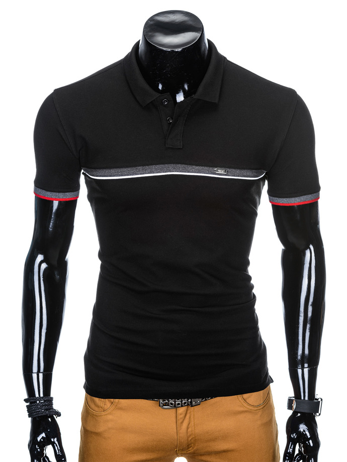 Men's plain polo shirt S881 - black