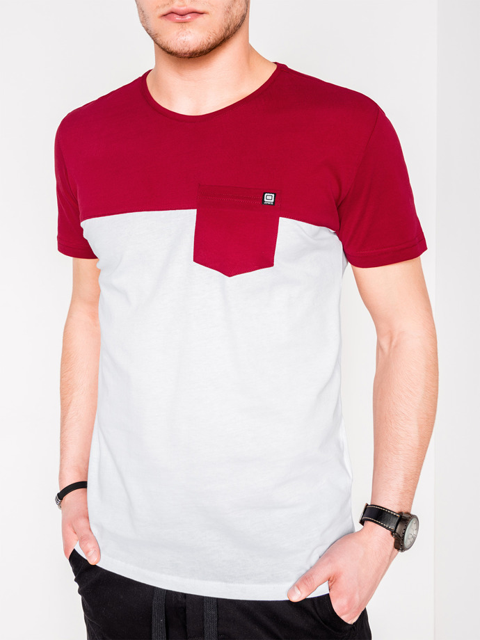 Men's plain t-shirt S1014 - dark red/white | MODONE wholesale ...