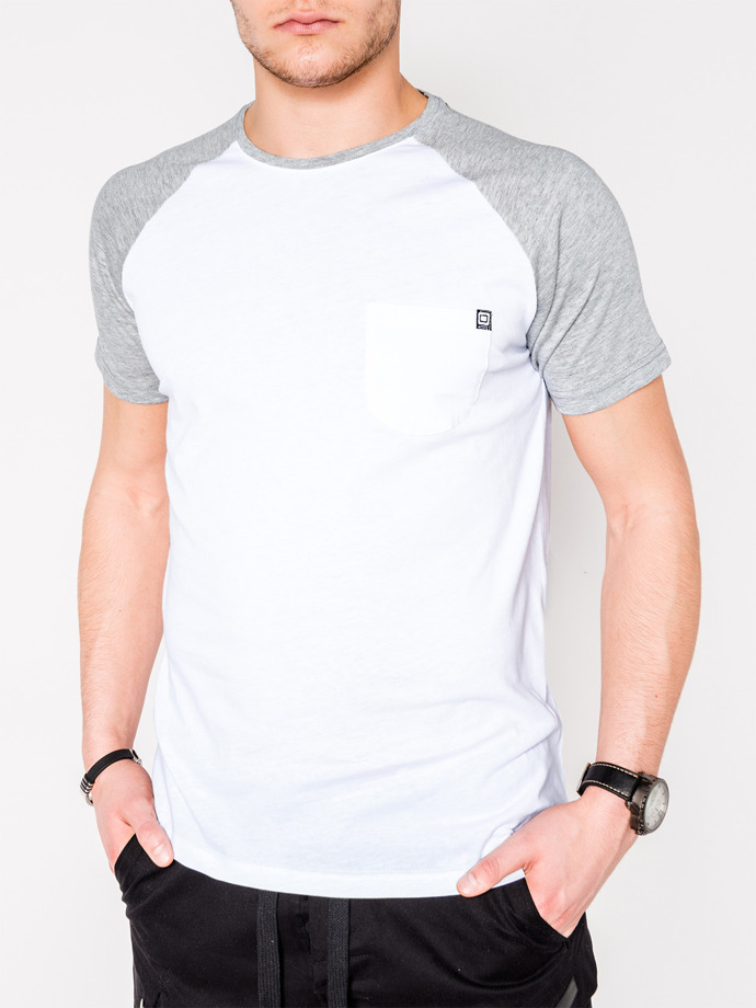Men's plain t-shirt S1015 - white/grey