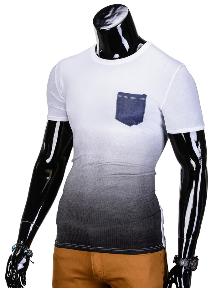 Men's plain t-shirt S427 - white/black