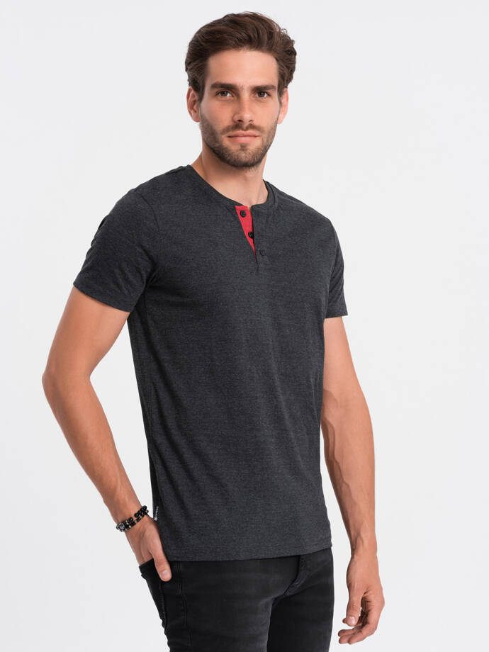 Men's plain t-shirt - black melange S1390