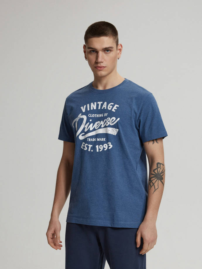 Men's printed T-shirt ASSAJ VII S1816 - navy melange