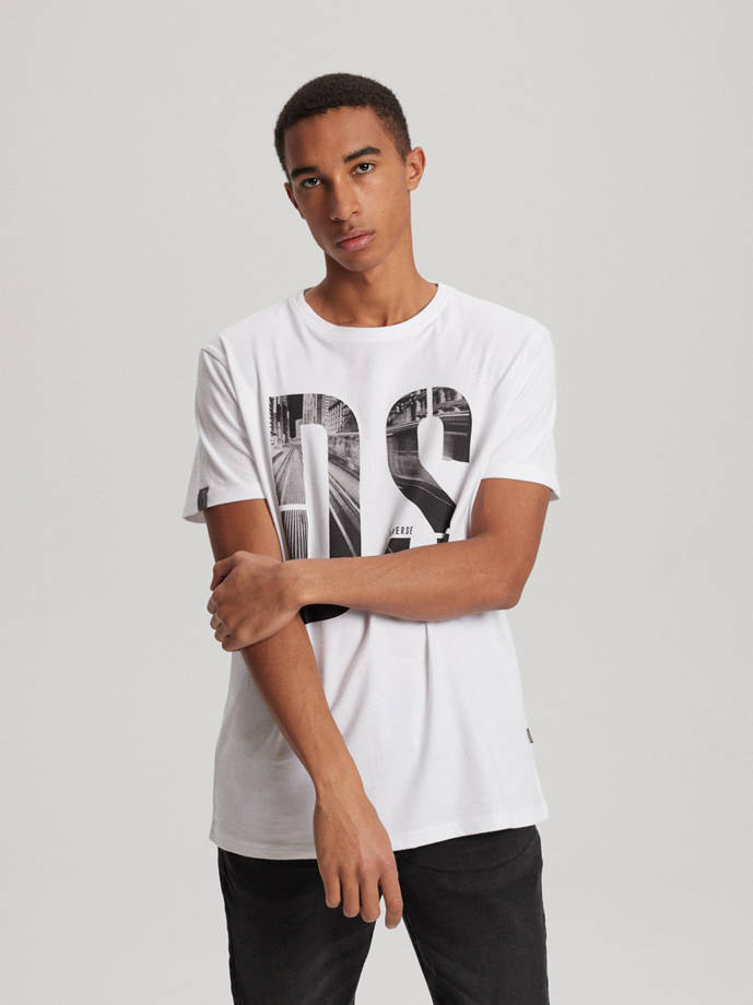 Men's printed T-shirt BIGTEE S1821 - white