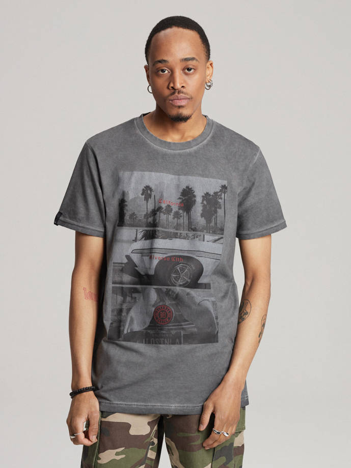 Men's printed T-shirt JACKALSS E S1818 - dark grey