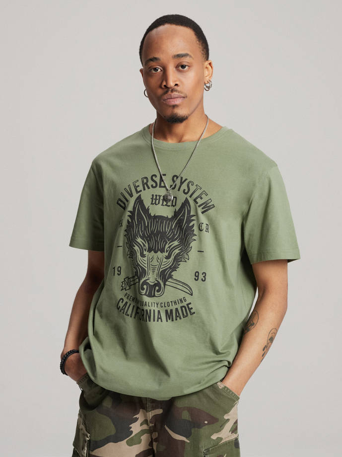 Men's printed T-shirt JACKALSS E S1818 - khaki