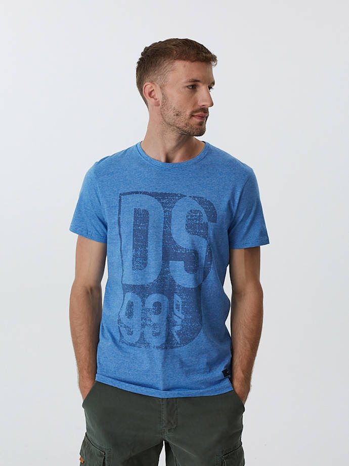 Men's printed T-shirt LAIRD VII S1813 - blue melange