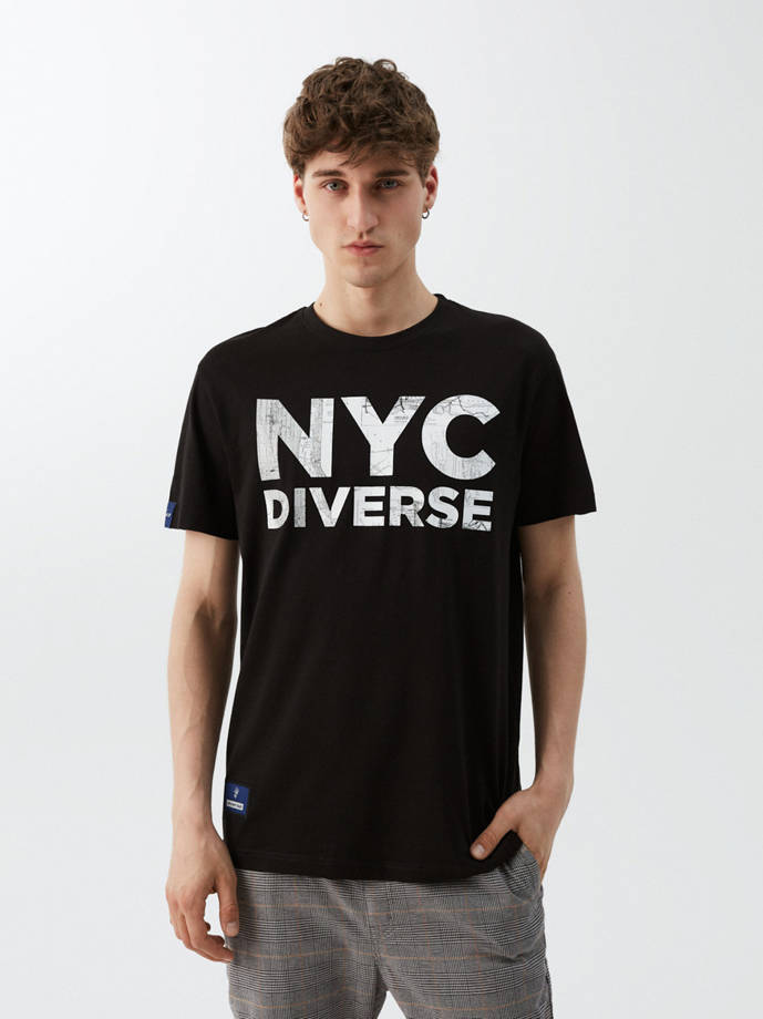 Men's printed T-shirt NY CITY 04 S1829 - black