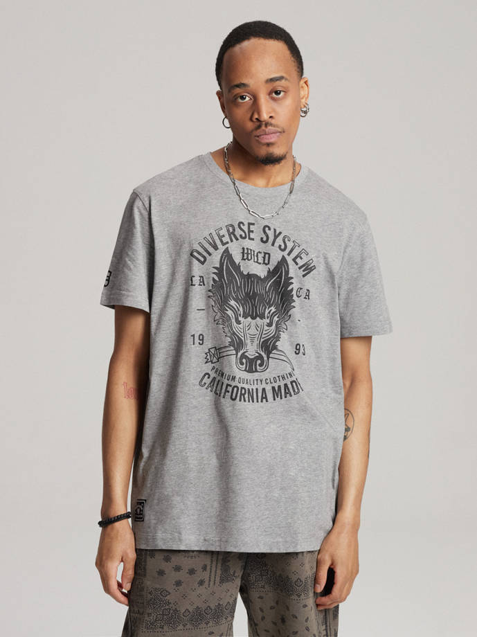 Men's printed T-shirt WOLF CALI S1819 - grey melange