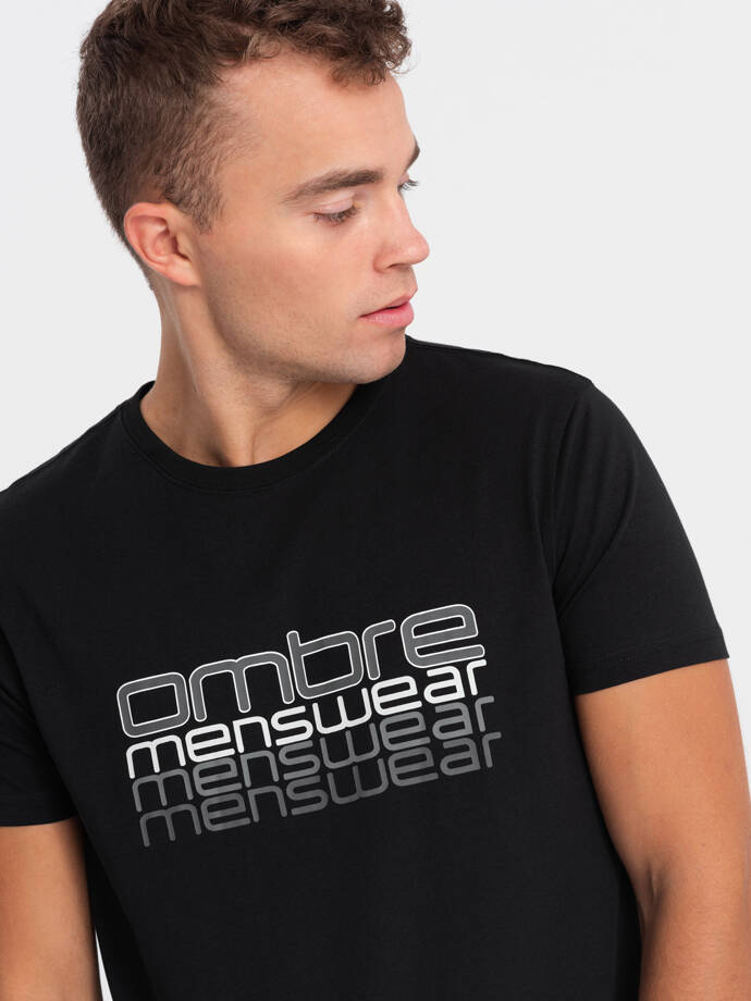 Men's printed cotton t-shirt - black V3 OM-TSPT-0160