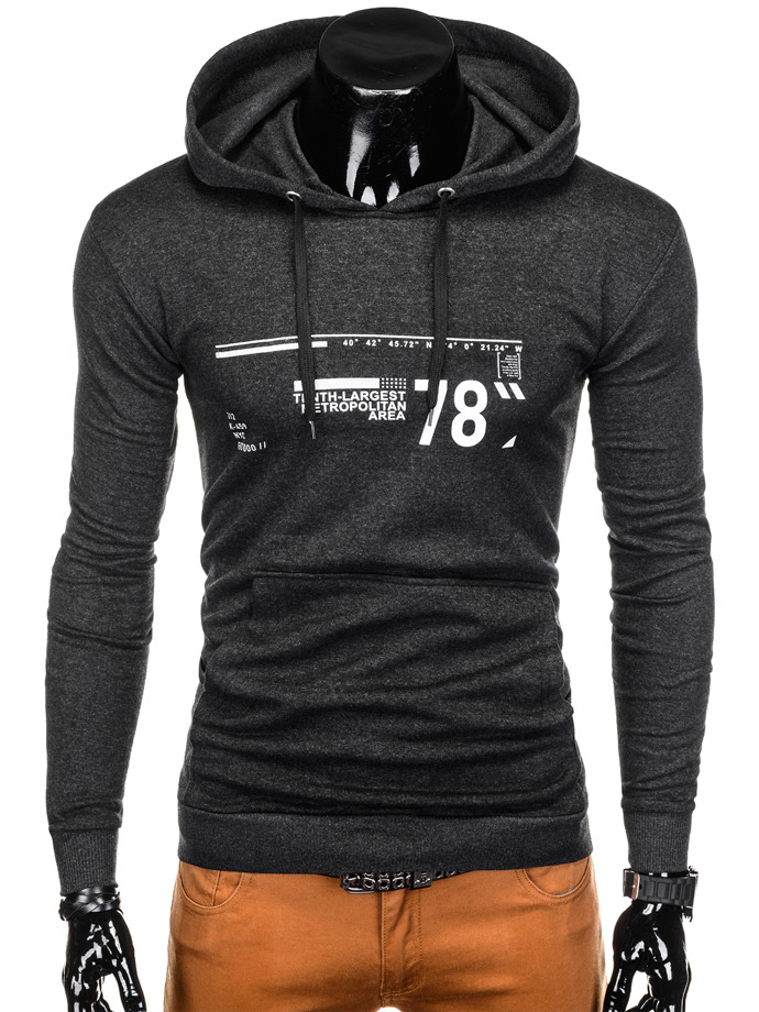 Men's printed hoodie B965 - black
