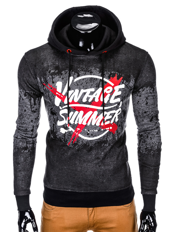 Men's printed hoodie - black B856