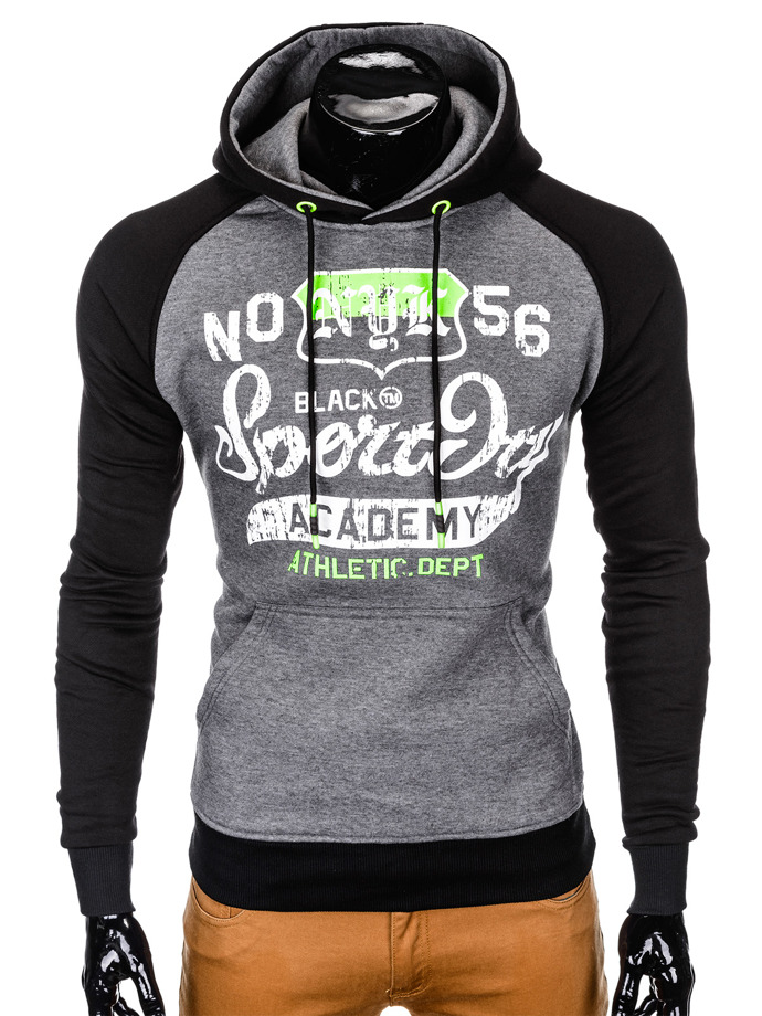 Men's printed hoodie - dark grey B828