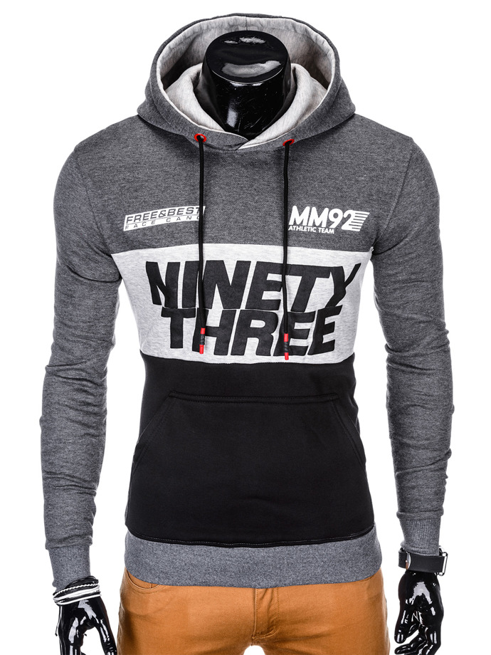 Men's printed hoodie - dark grey B864