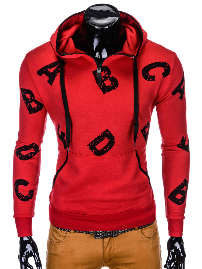 Men's printed hoodie - dark red B847