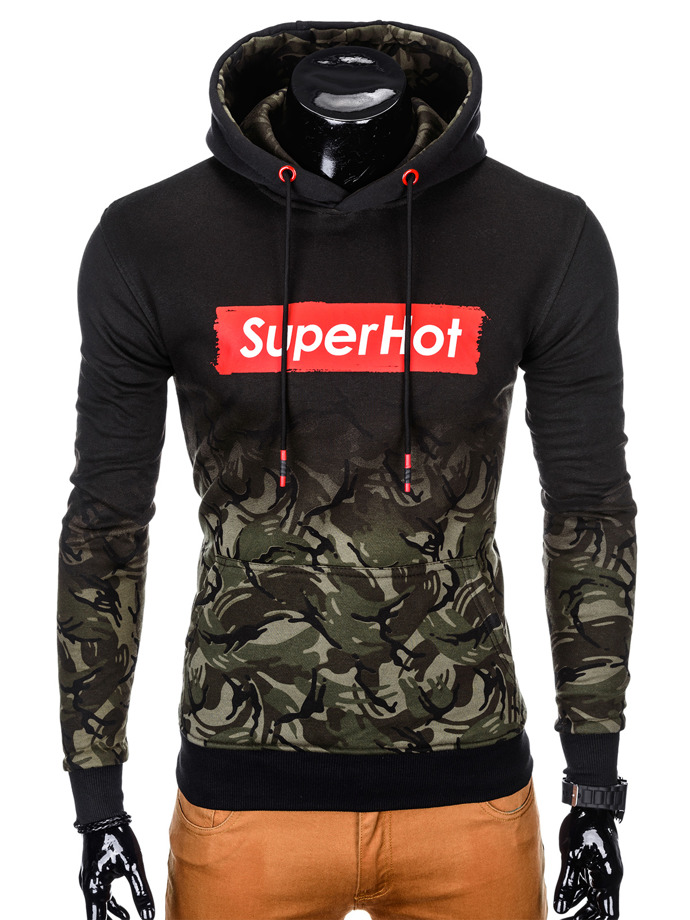 Men's printed hoodie - khaki B865