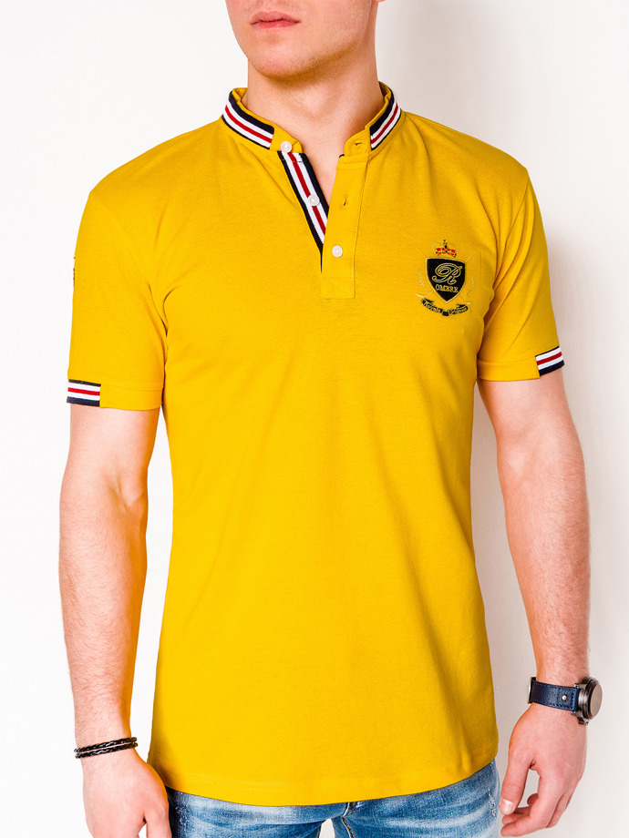 Men's printed polo shirt S849 - yellow
