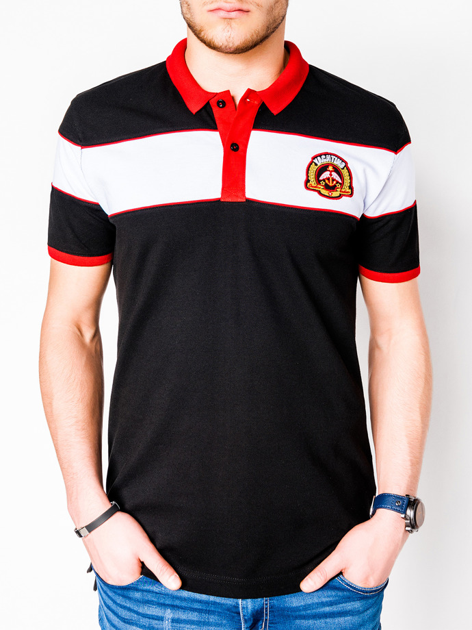 Men's printed polo shirt S910 - black | MODONE wholesale - Clothing For Men