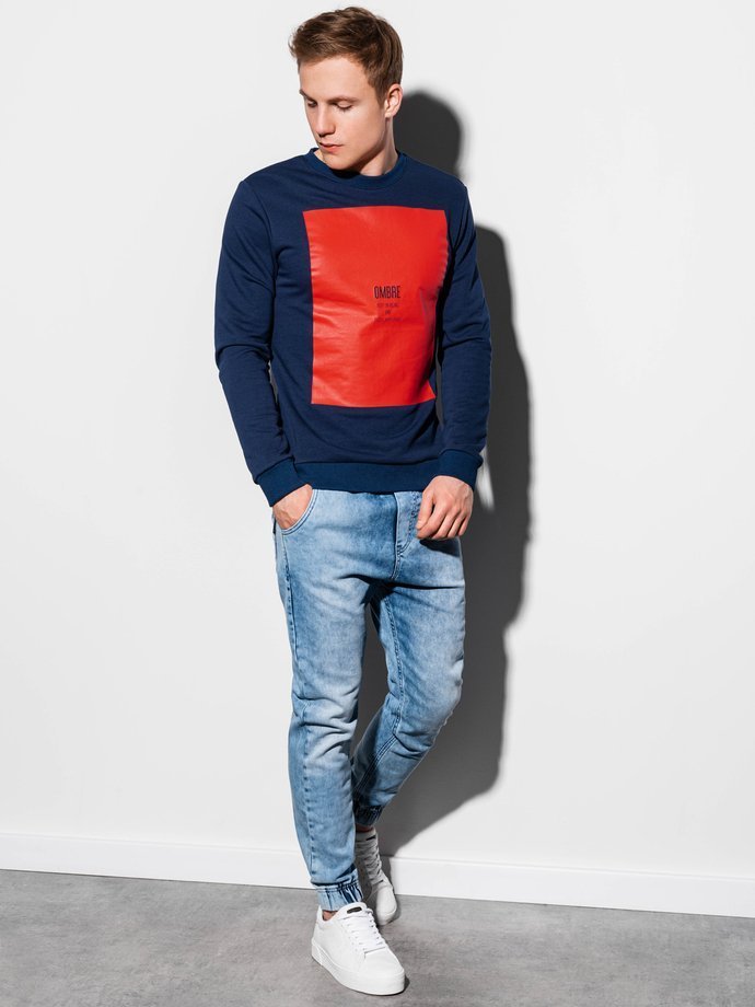 Men's printed sweatshirt - navy B1045