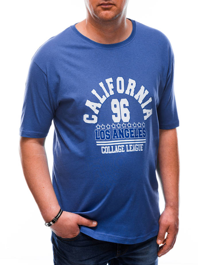 Men's printed t-shirt Plus Size S1605 - blue