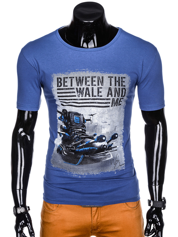 Men's printed t-shirt S1057 - blue