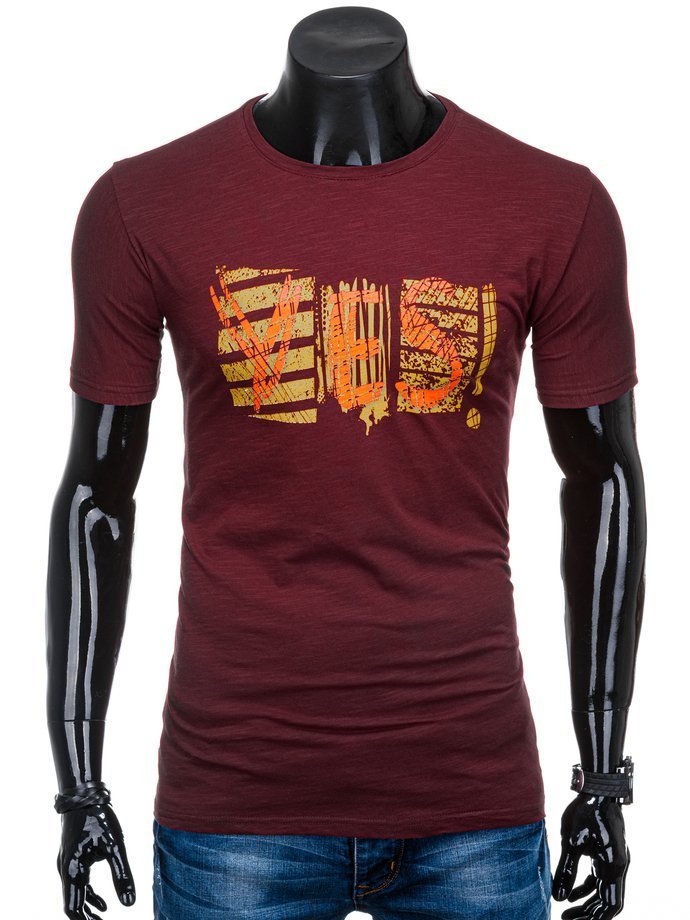 Men's printed t-shirt S1352 - dark red