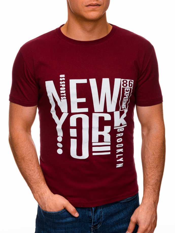 Men's printed t-shirt S1400 - dark red