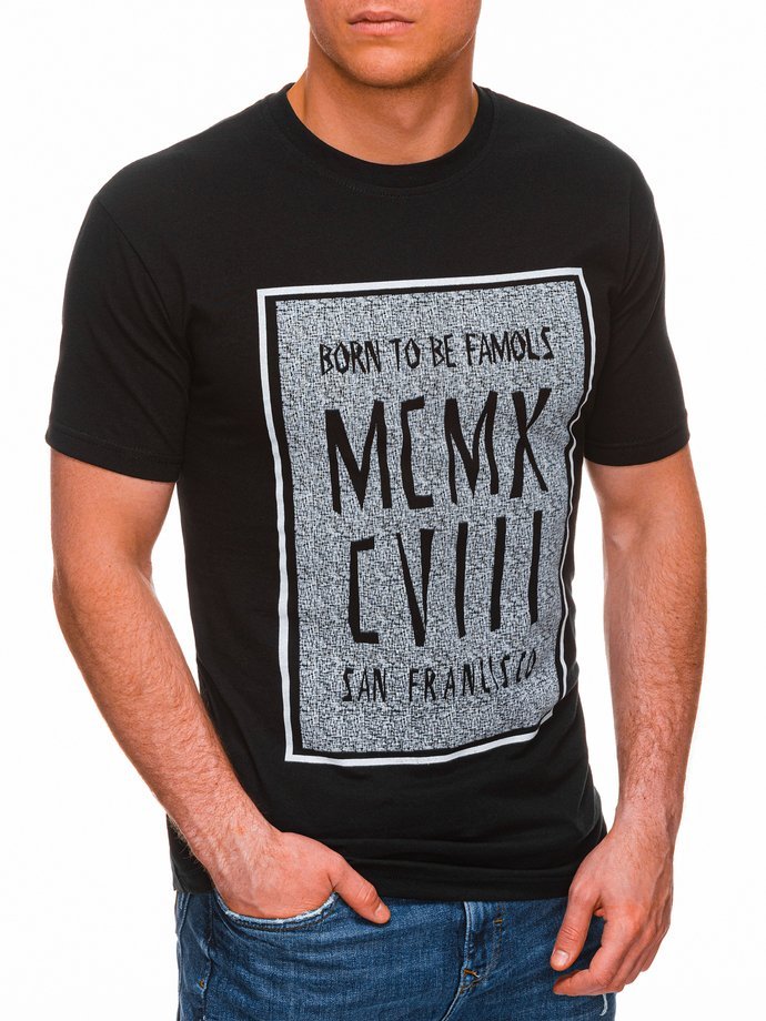 Men's printed t-shirt S1428 - black