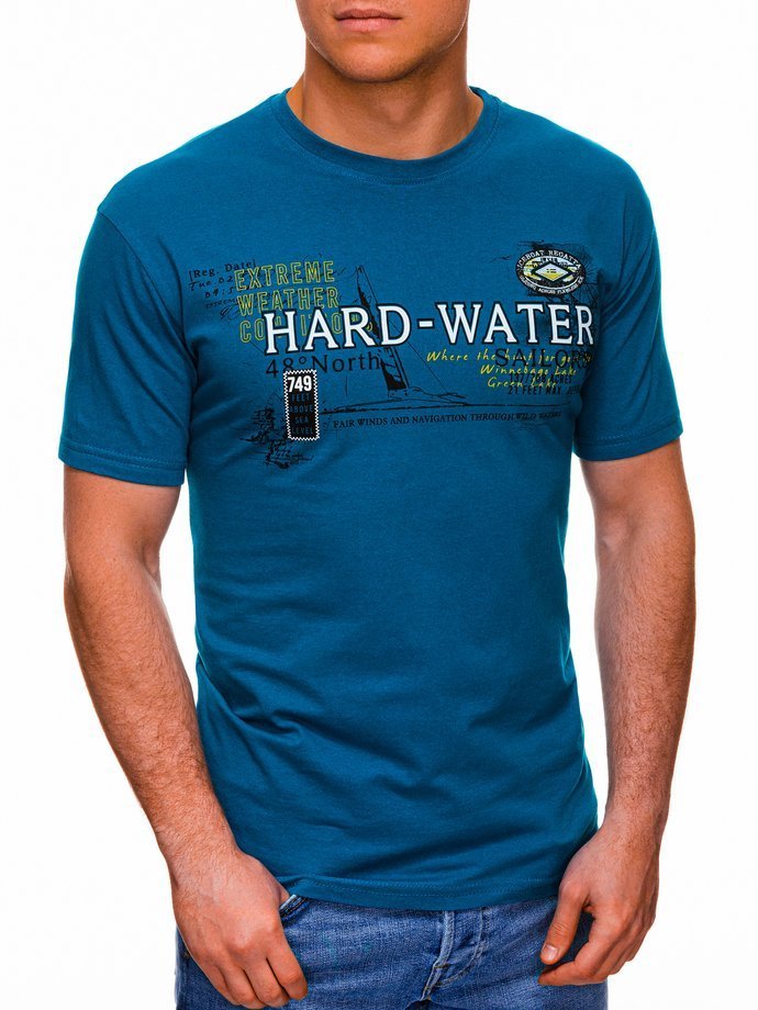 Men's printed t-shirt S1431 - turquoise