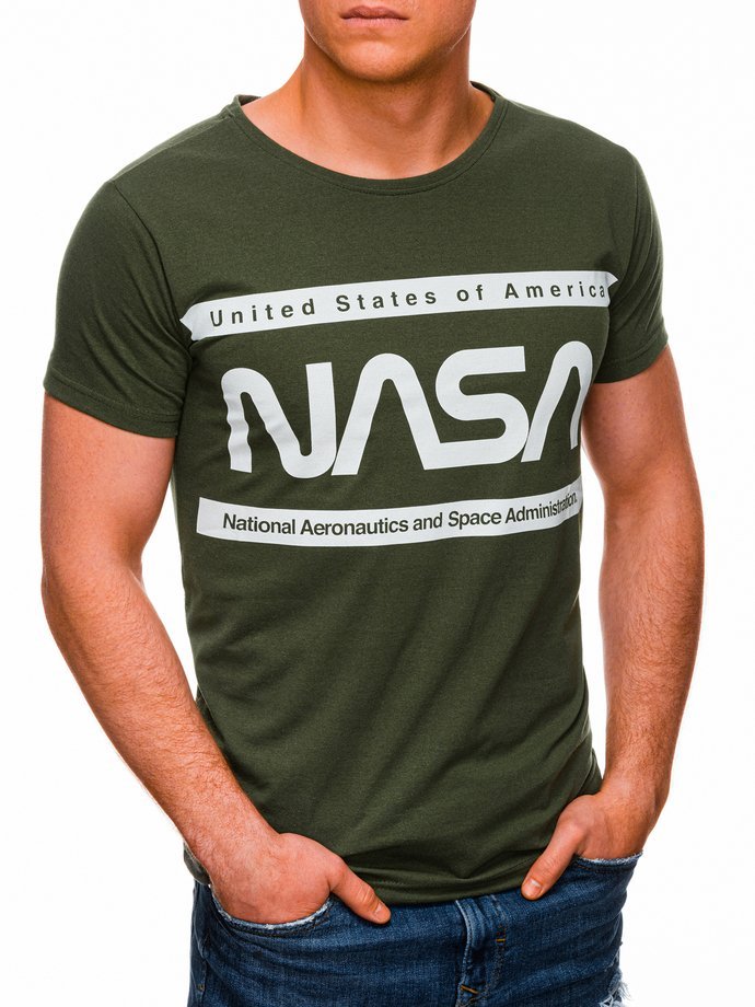 Men's printed t-shirt S1435 - green/white