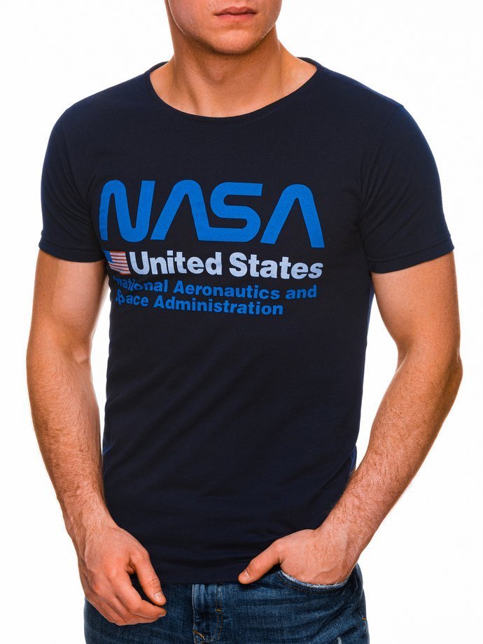 Men's printed t-shirt S1436 - navy