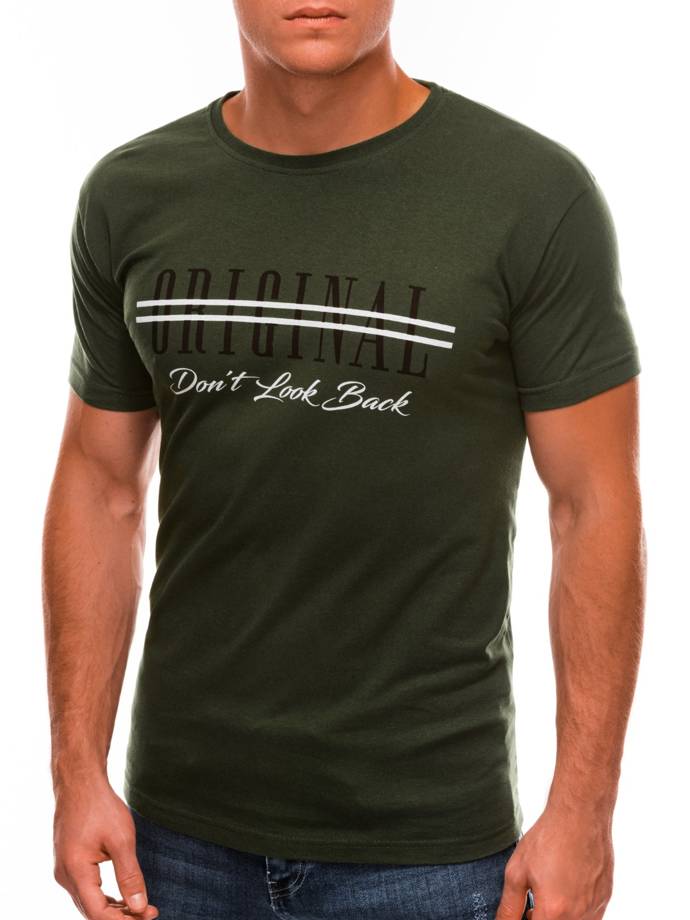 Men's printed t-shirt S1486 - khaki