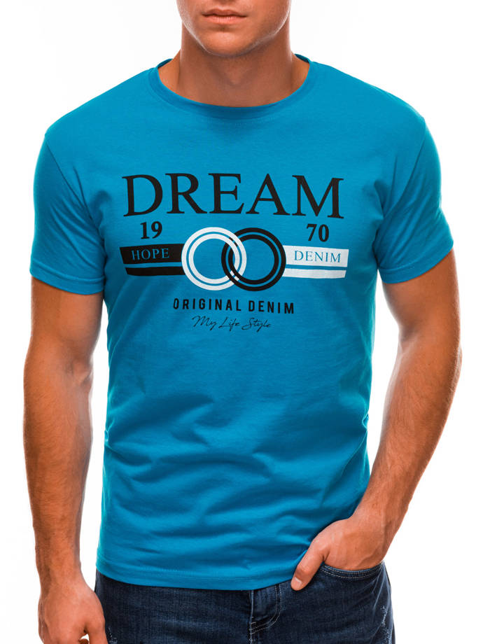 Men's printed t-shirt S1487 - blue